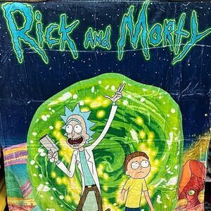 Rick & Morty Space Themed Throw Blanket 38x51 NWOT